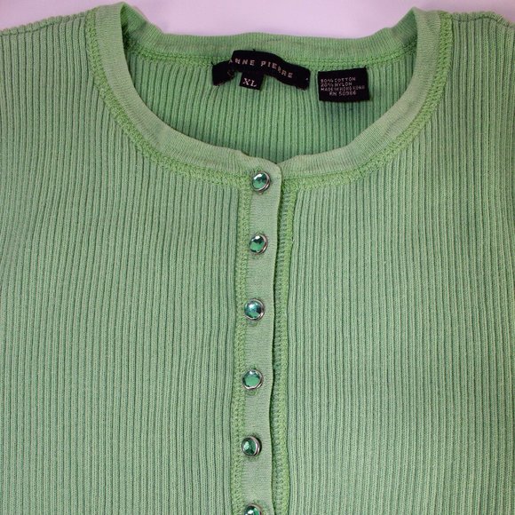 Green Mid-Button Crewneck - Picture 2 of 6